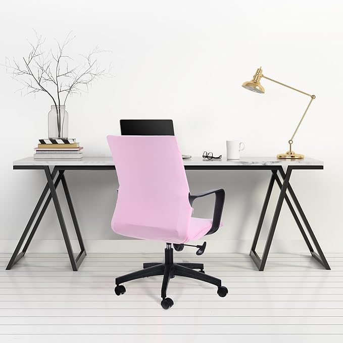 Tallew Office Chair Cover Stretchable Computer Universal Chair Seat Covers Removable Desk Chairs Slipcovers Washable Office Cushion Backrest for Rotating(Pink)