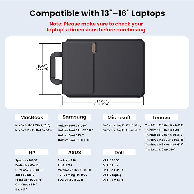 Nillkin Upgraded 12-14 Inch Laptop Sleeve Case for MacBook/Dell/HP/Lenovo/Asus, Unique Slim Travel Computer Bag with Adjustable Stand & Mouse Pad, Magnetic Handle, PU Leather, Black