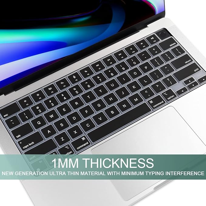 Batianda Premium Gradient Color Keyboard Cover for New MacBook Pro 14'' Pro 16'' 2024 2023 M4 M3 M2 M1 Pro/Max Chip & New MacBook Air 13 15 inch Soft-Touch Silicone Protective Skin,Black