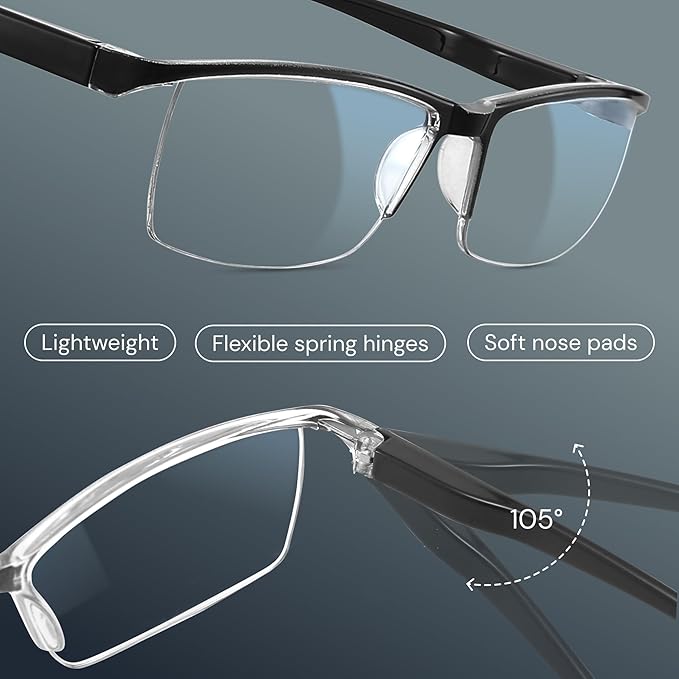 Gaoye +1.75 Executive Style Reading Glasses Men - Durable Readers with Blue Light Filtering - Comfortable Fit with TR90 Frames