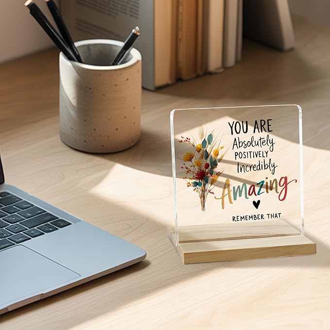 Encouragement Gifts for Women Decor Sign, You Are Amazing Acrylic Plaque, You Are Loved Sign