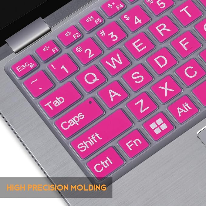 Large Print Keyboard Cover Skin for Dell Latitude 7420 7430 7440 7450 14", Latitude 14" 3440 3450 5420 5430 5431 5440 5450 9420 9430, Latitude 9510 9520 7520 15.6 & 7650 7640 16" Laptop, Hot Pink