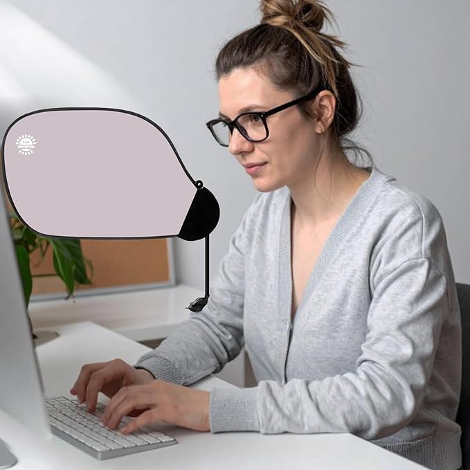 Cubicle Privacy Screen & Adjustable Desk Canopy, Office Partition Shade to Block Overhead Light & Reduce Monitor Glare, Portable Light Shield for Computer Monitors and Laptops (Pink)