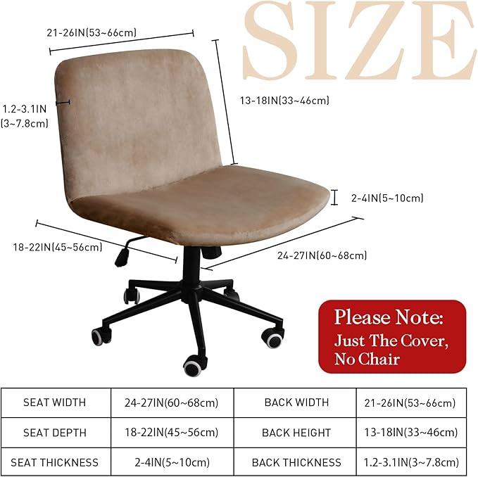NICEEC Criss Cross Chair Cover Armless Office Dorm Desk Chair Covers Vanity Chair Covers Computer Mid Back Wide Seat Chair Without Arms Protector Spandex Stretch Slipcover Coffee(No Chair Only Cover)