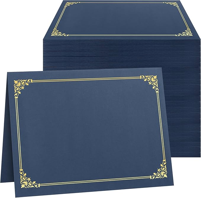 SUNEE Certificate Holders(Navy Blue, 200 Packs), Diploma Covers Gold Foil Border, for Letter Size 8.5x11 Certificates, Cardstock, Document Papers