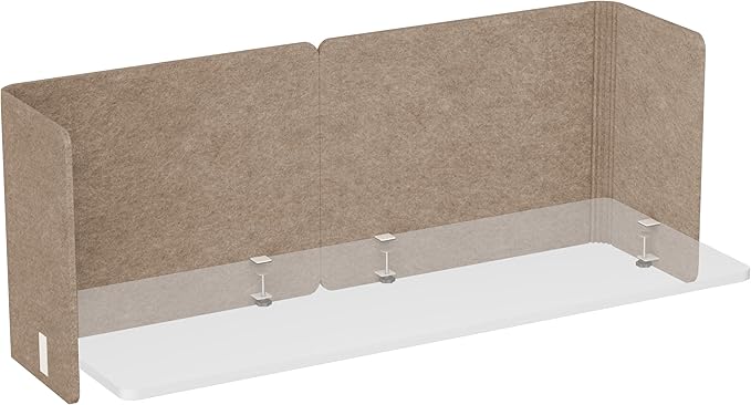 Desk Privacy Panel,2PCS L-Shaped Clamp-On Office Desk Divider,2-in-1 Adjustable Acoustic Desktop Partition Or Under Desk Modesty Panel,for Office,Home,Felt(Dark Camel, 47.2" x 17.7")