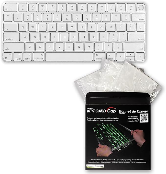 Universal KeyboardCap. Fully Covered Flat Style 0.025mm Waterproof Anti-Dust Desktop Keyboard Cover with Numeric Hospital/Dentist Use (for Magic Keyboard Without Numeric Keypad)