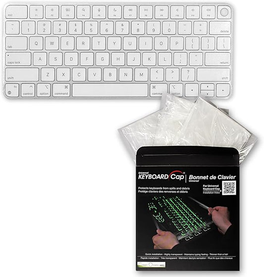Universal KeyboardCap. Fully Covered Flat Style 0.025mm Waterproof Anti-Dust Desktop Keyboard Cover with Numeric Hospital/Dentist Use (for Magic Keyboard Without Numeric Keypad)