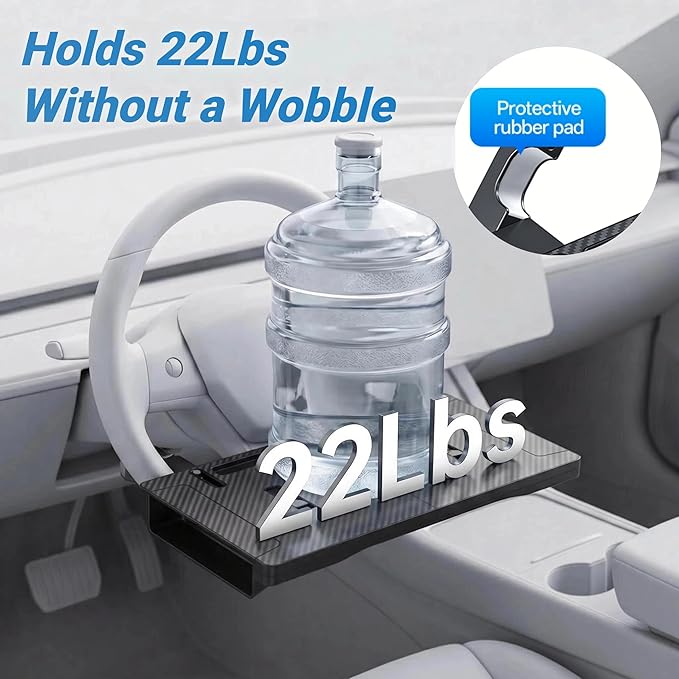 Large Steering Wheel Tray with Phone & Tablet Slot, Convertible Steering Wheel Desk, Car Seat Gap Filler Organizer for Laptop, Eating, Writing - Fits Cars, SUVs & Trucks