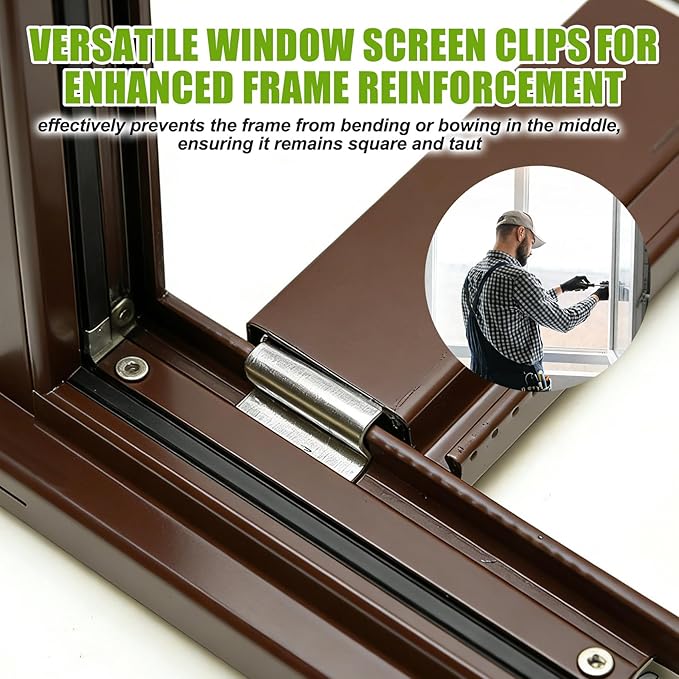 50 Pack Window Screen Spreader Bar Clips, 5/16" x 9/16" Retainer Clips for 5/16" Screen Frame Bar, Fit for Patio, Garage, Residential Windows, Sunroom, Shed & Workshop Screens
