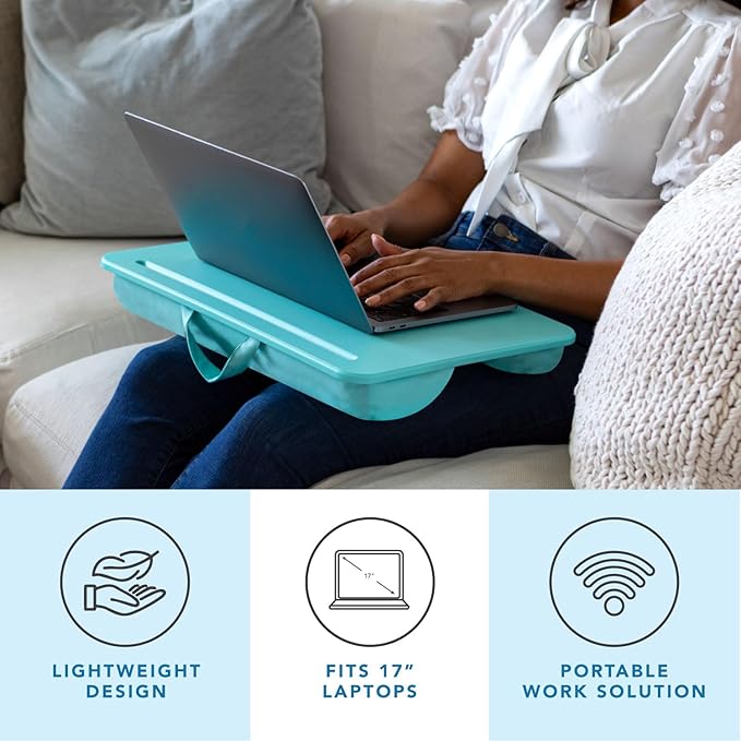 LAPGEAR Original Lap Desk – Fits Up to 17” Laptops – Aqua Sky – Style No. 45159