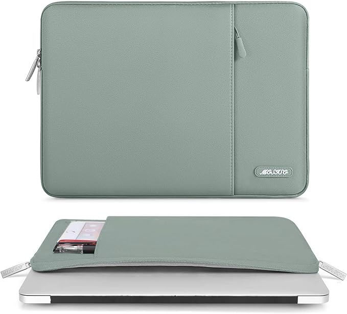 MOSISO Laptop Case 15 inch, 15 inch Laptop Sleeve Compatible with MacBook Air M5 A3448 M4 A3241 M3 A3114 M2 A2941 2026-2023, Dell XPS, Polyester Vertical Computer Sleeve Bag with Pocket, Antique Green