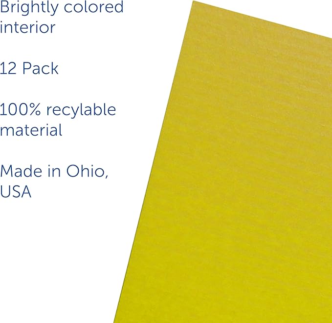 Flipside Products 12”x 48” Yellow Study Carrel, Privacy Boards, Student Privacy and Focus Booth for The Classroom, Desk Divider Cubby for Tests, Made in USA - 12 Pack