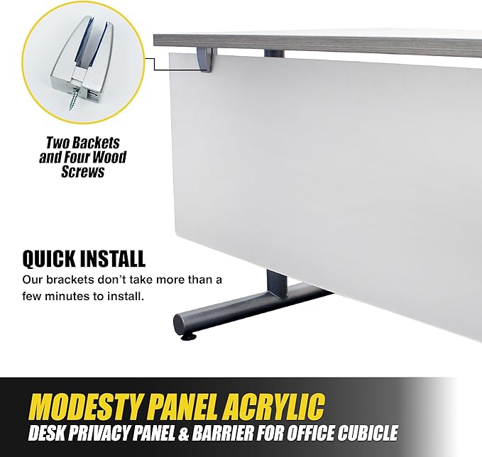 OBEX Table Mounted Modesty Panel Acrylic Desk Privacy Panel & Barrier for Office Cubicle, 12" x 48", Frosted
