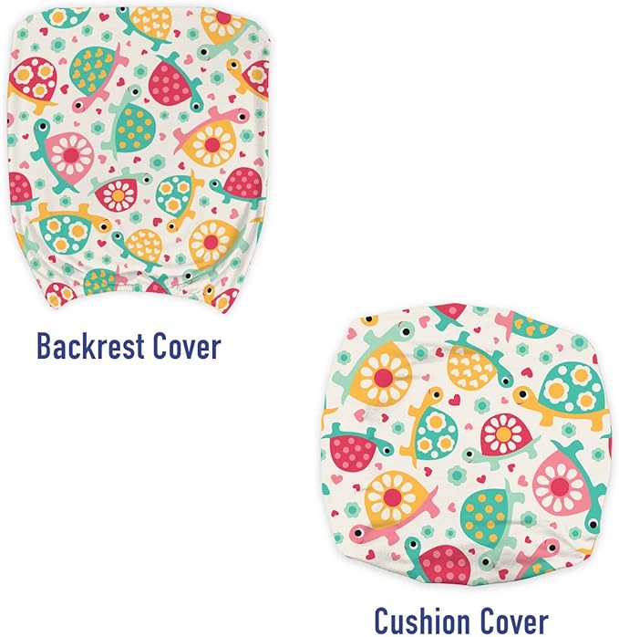 Ambesonne Turtle Office Chair Slipcover, Colorful Design Groovy 90s Floral Boho Ornate Delicate Animals Hippie Feels, Decorative Stretch and Washable Fabric Cover, Standard Size, Teal Magenta