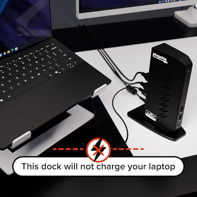 Plugable Dual 1080p HDMI Universal Docking Station for USB-C & USB 3.0 Laptop, 10 Ports, Windows/ChromeOS Plug & Play, macOS Driver Required (UD-3900Z)