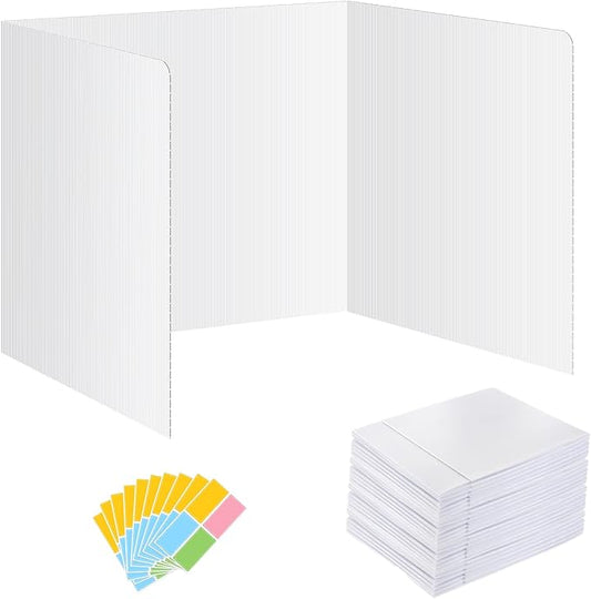 24 Pack Privacy Shields for Student Desks, Privacy folders for Student Testing Desk dividers- Includes Extra Labels