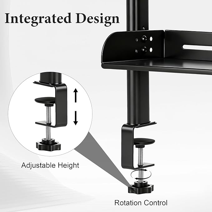 24-Inch Clamp On Desktop Shelf, 3-Tier Office Desk Organizer, Extended Compact Desk Shelf for Home Workspace, Study Room, and Gaming Accessories Storage
