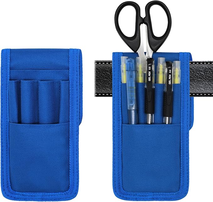 2 Pcs KATOLK Belt Pen Holder, Multifunctional Adjustable Tactical Pencil Pouch, Detachable Military Duty Pencil Sleeve Case, Can Hold Pens, Rulers and Scissors