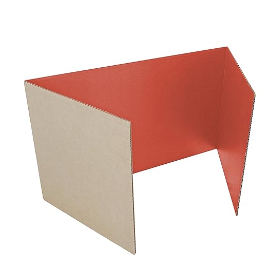 Flipside Products 18”x 48” Red Study Carrel, Privacy Boards, Student Privacy and Focus Booth for The Classroom, Desk Divider Cubby for Tests, Made in USA - 24 Pack
