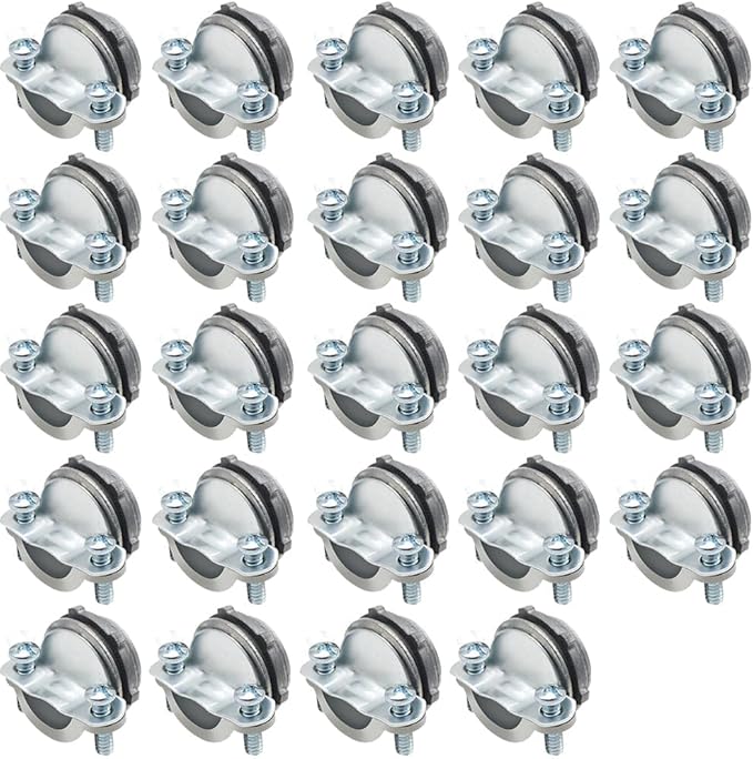 MAKERELE 24-Pack 3/8 Inch Clamp Type Cable Connectors - UL Listed - Durable Zinc Alloy - Ideal for and Metallic Conduit - Metal Electrical Box Wire Clamps