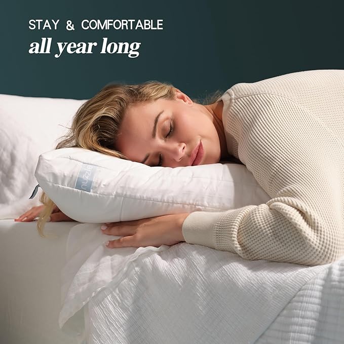 Nuzzle King Size Pillows Set of 4 Adjustable Firm Pillows, Luxury Hotel Collection Bed Pillows – Best Adjust Height Soft Cooling Pillows for Back, Stomach and Side Sleepers