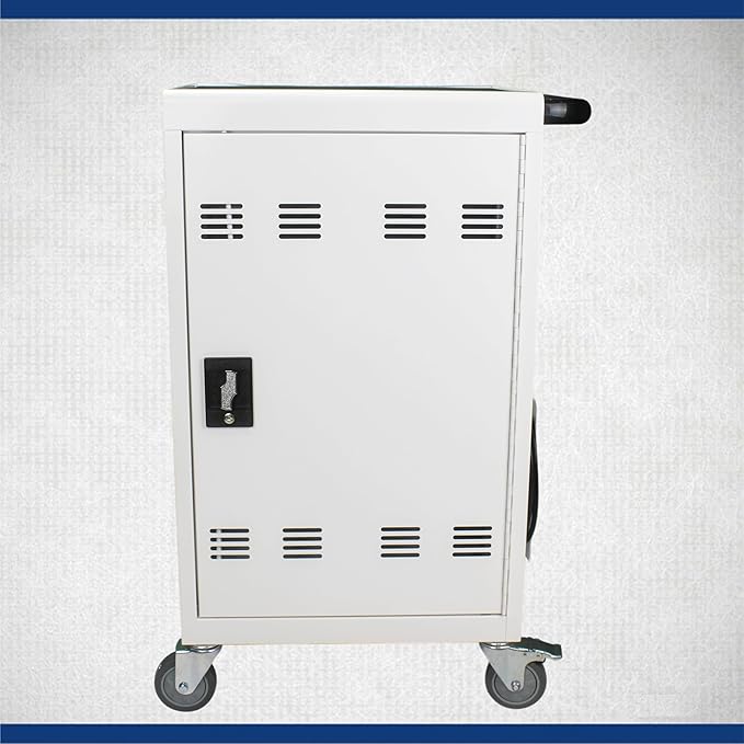 35 Device Mobile Charging Station for Laptops/Tablets/iPads/Chromebooks,35 Bay Lockable Charging Cabinet with Power Strip for Classroom,School Charging Carts with Casters(White)