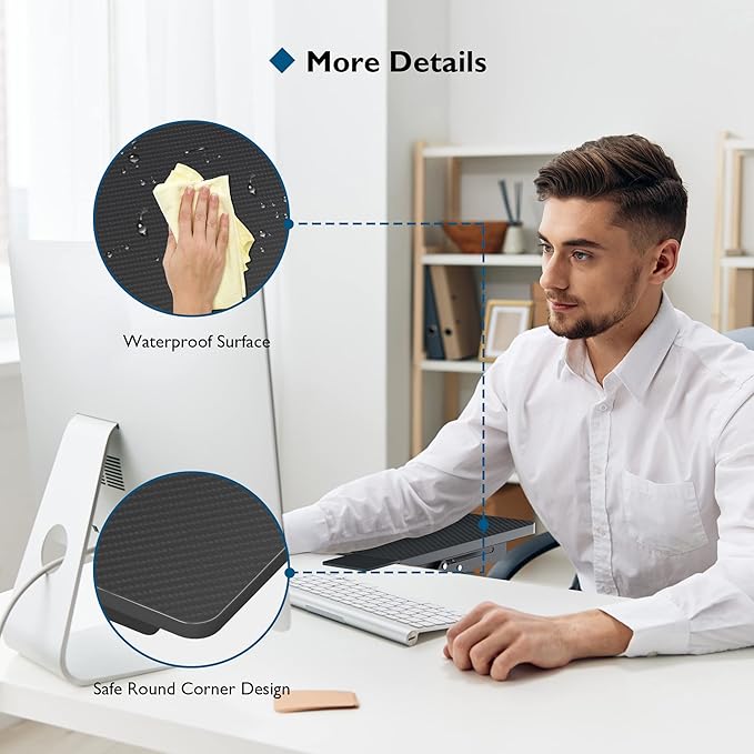 BONTEC Ergonomic Desk Extender Tray, 9.5"x9.1" Table Mount Arm Wrist Rest Shelf, 90°Foldable Elbow Support, Clamp on Computer Arm Rest for Desk, Office & Home Use,Durable Easy to Install,Black pattern