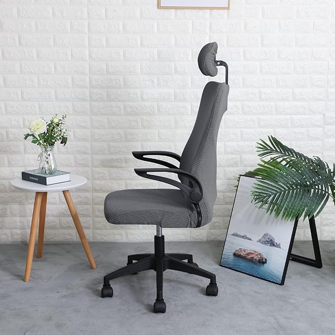 FORCHEER Ergonomic Office Chair Covers Set with Headrest Cover Water Repellent for Managerial Office Executive Chair, Dark Grey