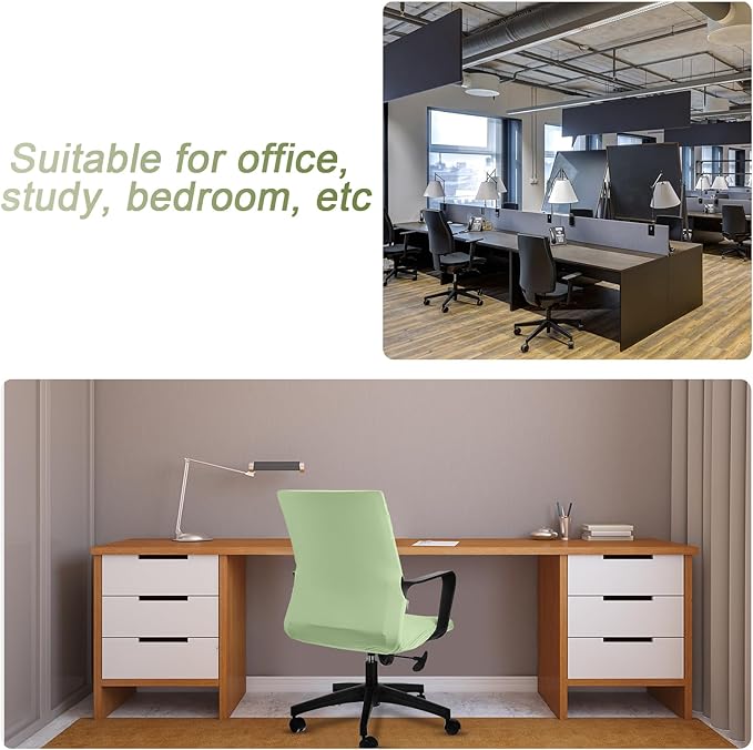 Tallew Office Chair Cover Stretchable Computer Universal Chair Seat Covers Removable Desk Chairs Slipcovers Washable Office Cushion Backrest for Rotating(Green)