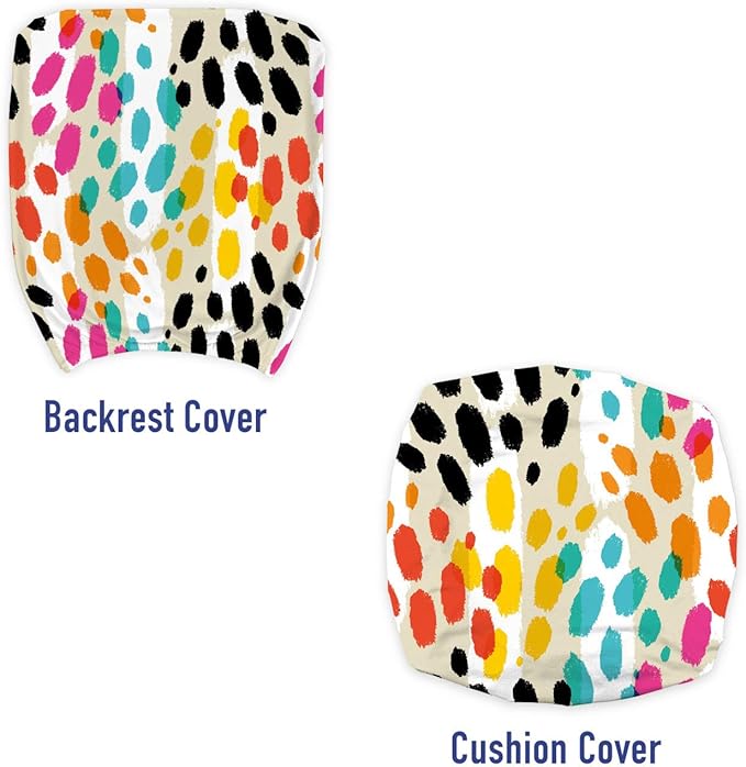 Ambesonne Colorful Office Chair Slipcover, Illustration of Vibrant Animal Skin Print Modern Blemishes and Stripes, Protective Stretch Decorative Fabric Cover, Standard Size, Grey Yellow