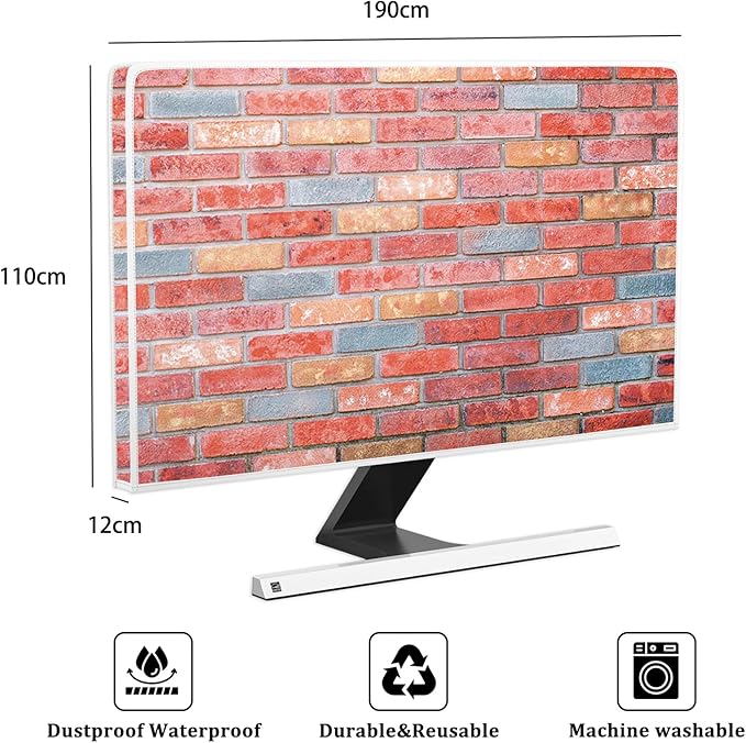 Pink Orange Brick Wall Waterproof Television Covers 80 Inch Weatherproof Dust-Proof Screen TV Cover Anti-Static Anti-Scratch Protective Cover for LCD LED Desktop and Home Hanging TV