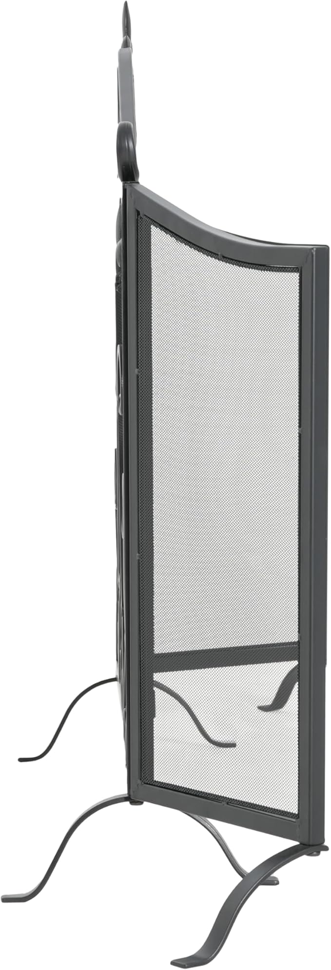 Christopher Knight Home Suho 3-Panel Iron Fireplace Screen, Foldable Fire Spark Guard with Wrought Metal Decorative Mesh, Arch Heavy Duty with Central Floral Pattern, 54" x 31.5", Black