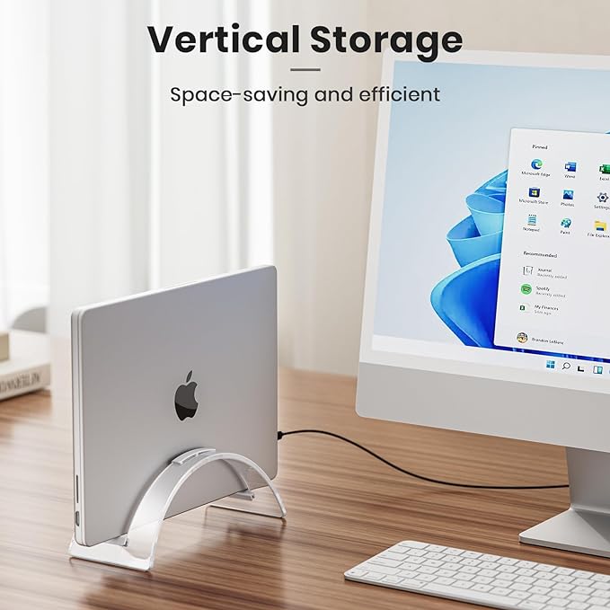 Acrylic Vertical Laptop Stand for Desk,Acrylic Invisible Desktop Notebook Dock,Vertical Laptop Holder Space-Saving Organizer for All MacBook, Surface, Samsung, HP, Dell