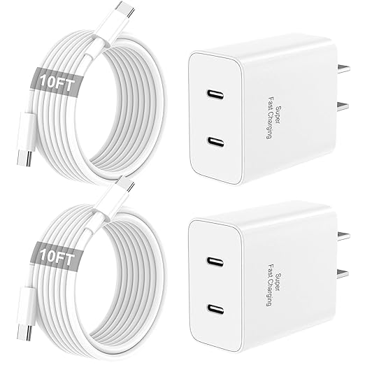 iPhone 17 16 15 Charger Fast Charging, 45W Dual USB C Phone Charger Block with 10FT Long Type C Cable Cord for Apple iPhone 17/Pro/Pro Max/17 Air/16 Pro/16 Pro Max/15 Plus/15 Pro/iPad/S26 Ultra/S25