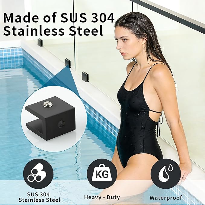 Alise Glass Shelf Brackets 4Pcs, Adjustable Shower Glass Clamps, Heavy Duty Clamp Holder, SUS304 Stainless Steel Brackets for 8-12mm Shelves, Matte Black