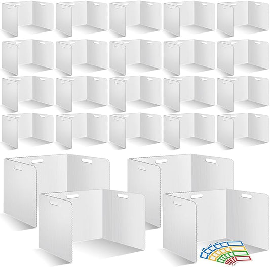 30 Pcs Desk Dividers for Students 14 × 17.5 × 14 Inch Plastic Durable and Waterproof Privacy Folders Shields Test Dividers with Classroom Privacy Boards for School Study Teacher Supplies (White)