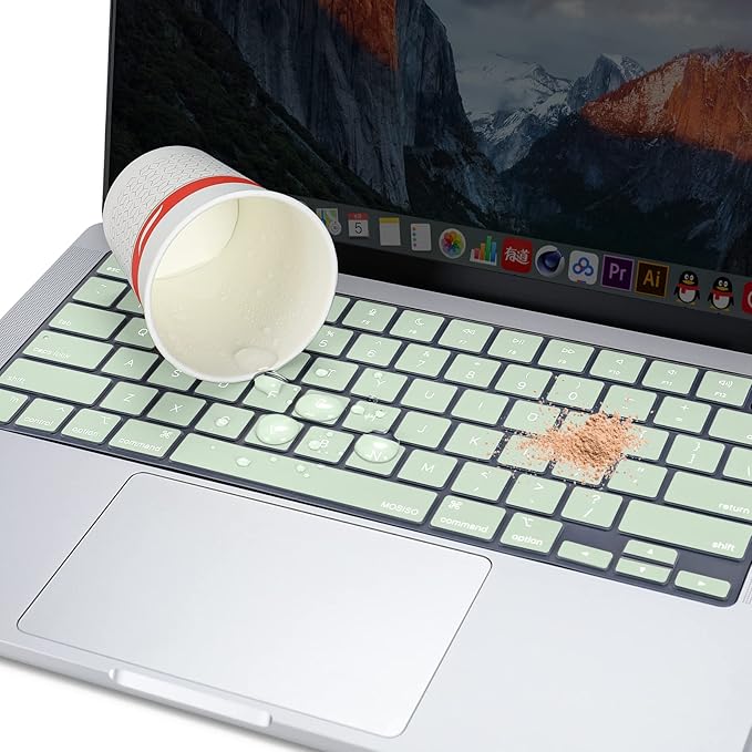 MOSISO Keyboard Cover Skin Compatible with MacBook Air 15 inch M3 A3114 M2 A2941/Air 13.6 A3113 A2681/Pro 14/16 M4 M3 M2 M1, Honeydew Green