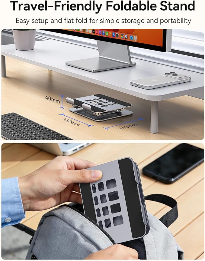ORICO 360° Rotating Tablet Stand for iPad up to 12.9 Inch, Foldable Tablet Stand for Desk, Aluminum Alloy, Compatible with iPad Pro/Air/Mini, Kindle, Galaxy Tab, Fire, iPhone, Switch - FB2, Gray