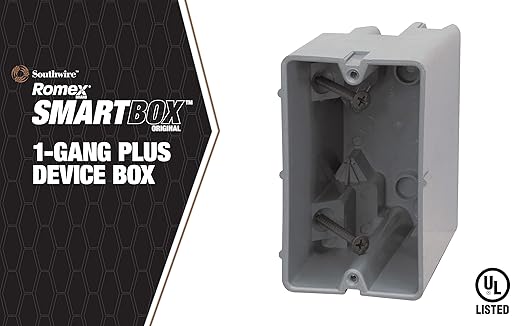 Southwire Device Box, 1 Gang, 22.5/Cu | Depth Adjustable | Heavy Duty 42lb | Gray | Pack of 2