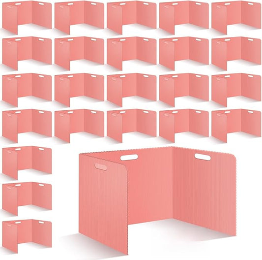 24 Pcs Desk Dividers for Students Plastic Durable and Waterproof Privacy Folders Shields Test Dividers with Classroom Privacy Boards for School Study Teacher Supplies (Red)