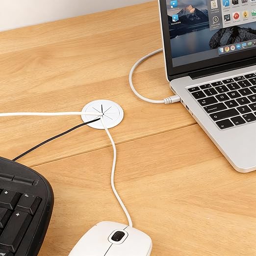 8 Pcs White Desk Grommet, 2 Inch Desk Hole Cover for Cables, Grommet Cover with Hole Saw for Table Cables Wire Home Office