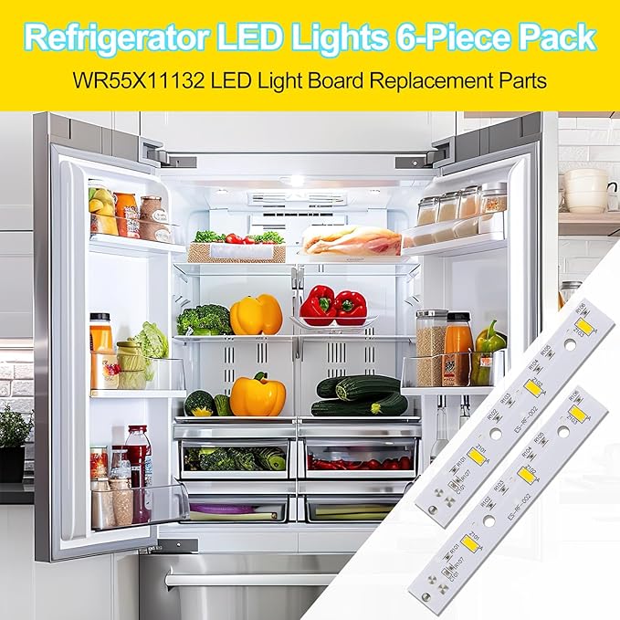 6pcs WR55X26671 Fridge Led Light for GE Refrigerator, Premium Durable Freezer Led Light Replacement for GE Refrigerator Replace PS11767930 AP6035586 4468532 EAP11767930