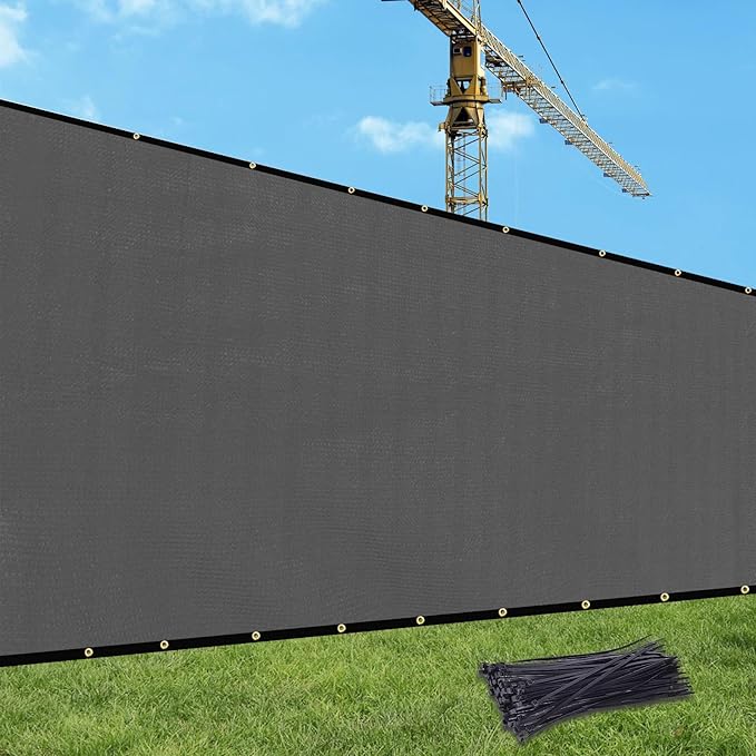 UPGRADE Privacy Fence Screen 4'x24' Dark Grey Outdoor 90% Visibility Blockage 170 GSM Mesh Shade Cover Panels for Backyard,Balcony,Home Decoration with Zip Ties,Customized Avaliable