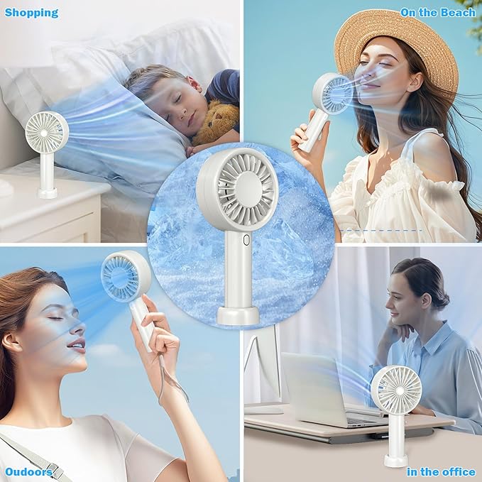 Decute Handheld Turbo Fan Strong Wind Mini Portable Fans, Hand Held USB-C Rechargeable Travel Fan for Indoor Makeup Office Desktop and Outdoor Beach, for Women Girl Men Boy, Beige