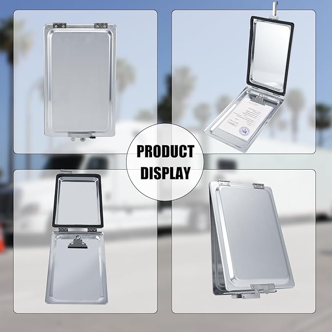 Truck and Trailer Aluminum Manifest Holder Waterproof Box with Stainless Steel Hinges and Latch, Document Holder Kit (2)
