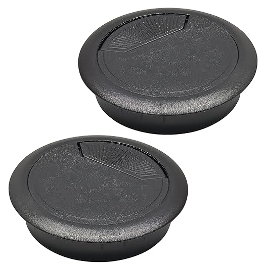 Desk Grommet 3-1/8" (80 mm), Desk Cord Hole Cover, Cable Grommet ABS Plastic, Desk Hole Grommet for Office and Home Table Cable, Detachable Adjustable Cable Cord Organizer (Black 2 Pcs)