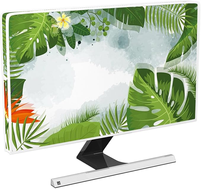 Watercolour Hawaii Plants Television Cover 32 Inch Tropical Leaf Botanical Screen TV Accessories 32 Inch TVs LED LCD OLED Screen Decoration for Home Office Tablet LCD/LED/HD