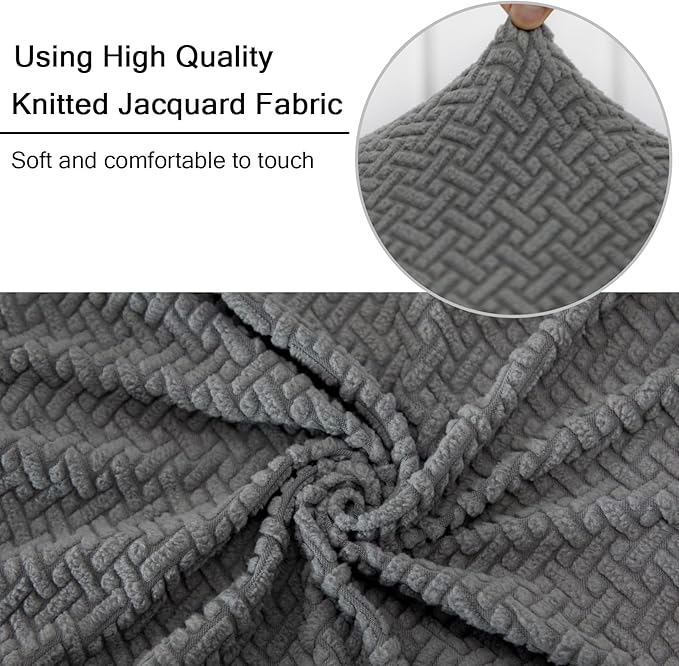 MIFXIN Computer Office Chair Cover Stretch Elastic Polyester Slipcover 2 Piece Stretchable Jacquard Computer Chair Cover Protector for Office Rotating Chairs, Only Covers (Silver Grey)