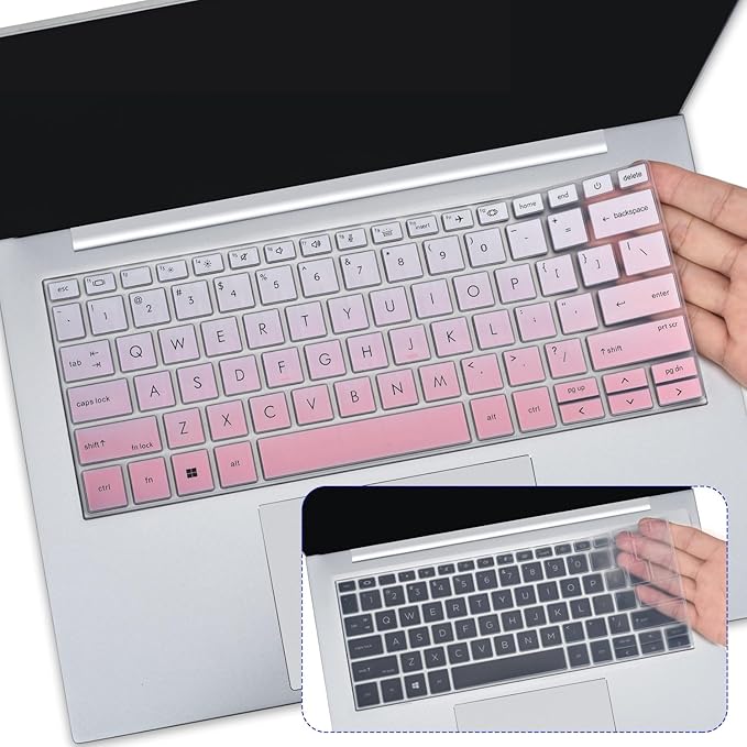 2PCS Keyboard Cover for HP EliteBook 830 835 840 845 1040 G9 G10 2024 2023 2022, 13.3 14 inch HP EliteBook Keyboard Protector Skin(Not fit 840 845 1040 G11 G8 G7 G6 G5 G4 G3),Gradual Pink+Clear
